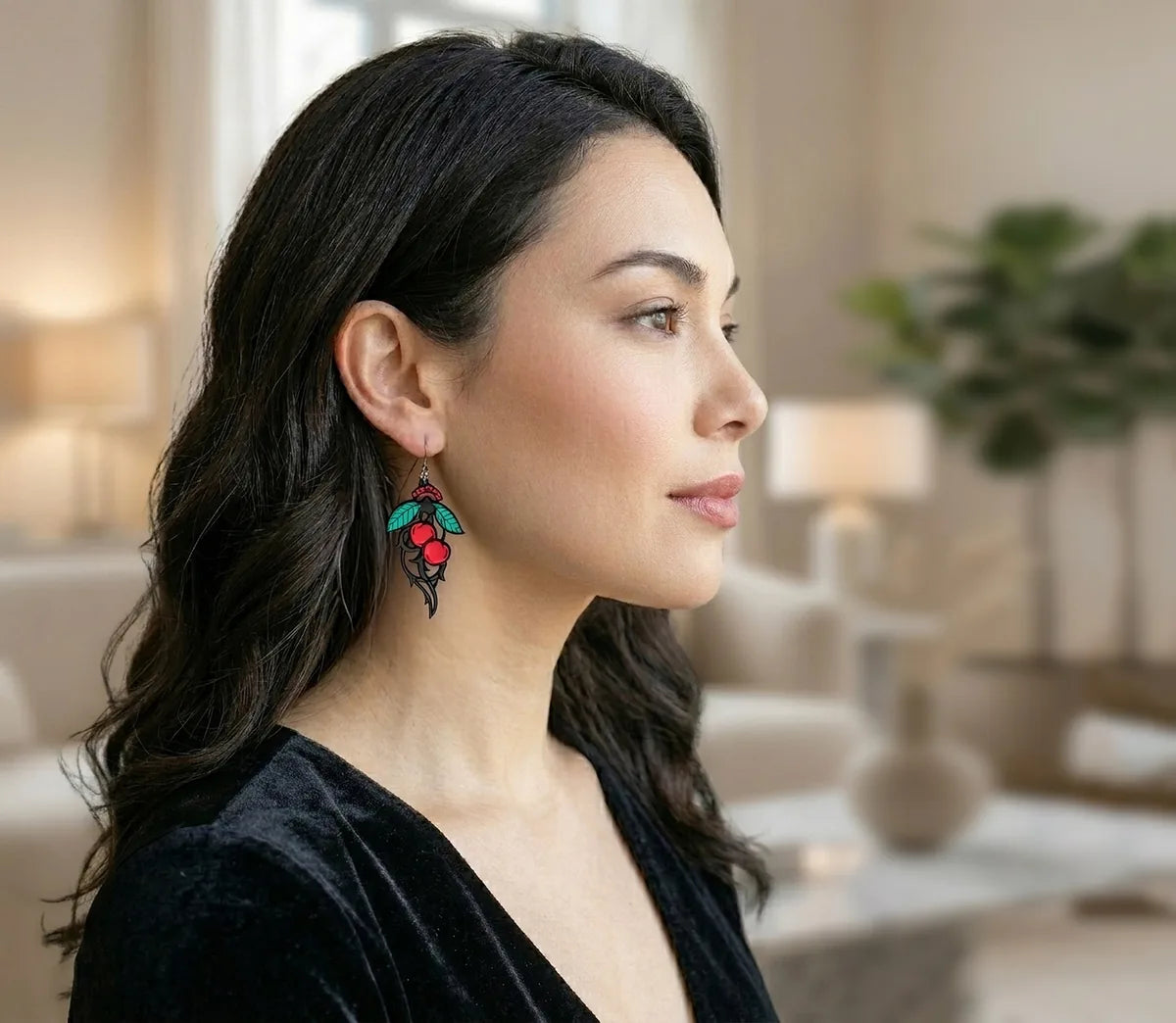 Boucles d'oreilles Sexy Cherry portées – Ma Jolie Cerise