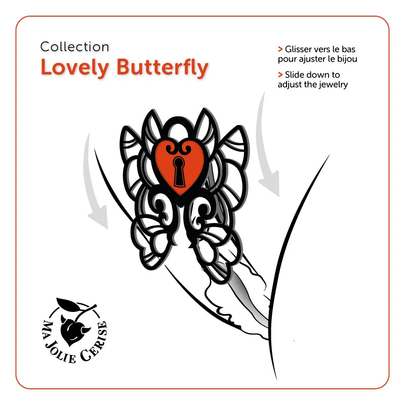 Schéma de pose bijou intime Lovely Butterfly sans piercing
