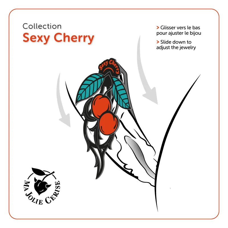 Schéma de pose bijou intime Sexy Cherry sans piercing